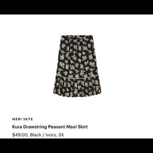 Meri Skye - Kura drawstring pheasant maxi skirt 3x NWT